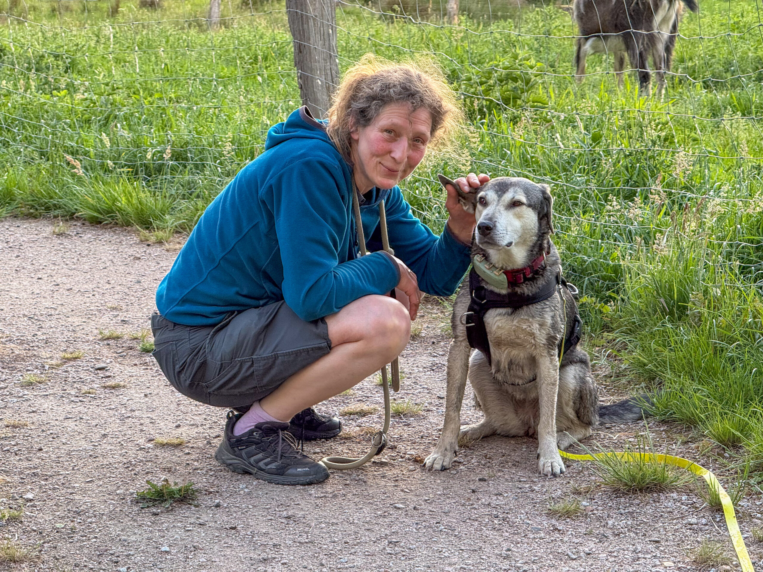 Hund Tanuschka und Frauchen Anna teilen kleine Geheimnisse.